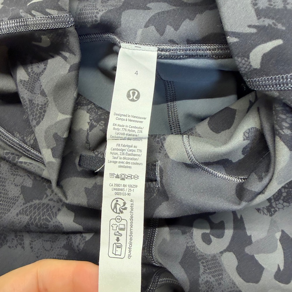 Lululemon Wunder Under Camo‎ Cropped Leggings 4 Black High Rise Yoga LW6BNKS - Picture 2 of 6